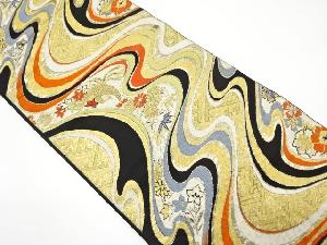 アンティーク　流水に鳳凰・花模様織り出し袋帯（材料）